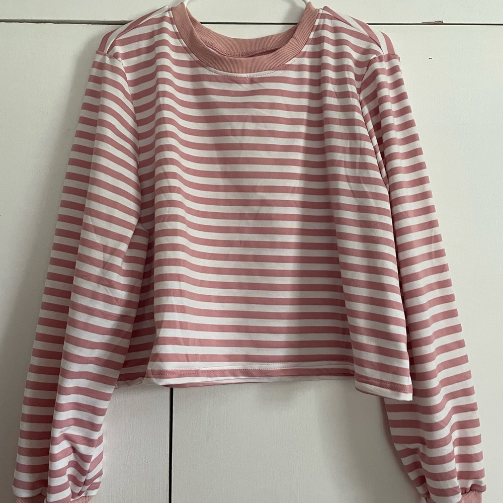 Women's Pink & White Striped Long-Sleeve Top from SweatyRocks — Size XL